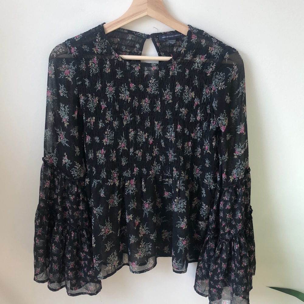 American Eagle Sheer Peasant Blouse